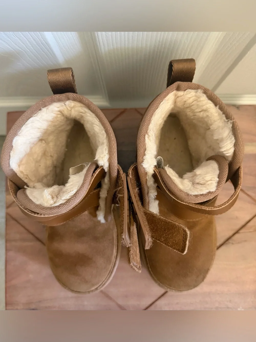 UGG Kids Chestnut Brown Suede Velcro Platform Boot